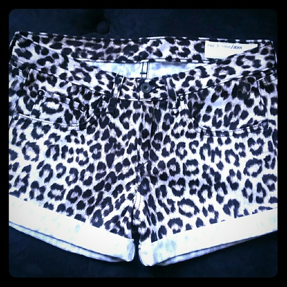 rag & bone Pants - Rag & Bone Leopard Jean Shorts